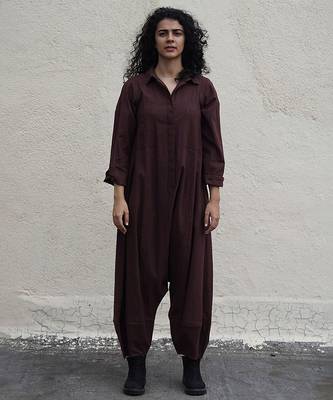 Brown cotton Jumpsuit 1