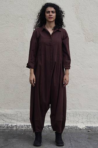 Brown cotton Jumpsuit