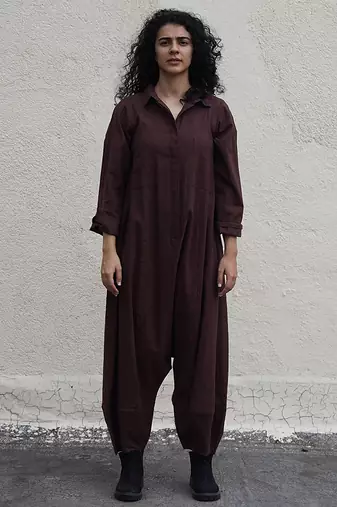 Brown cotton Jumpsuit