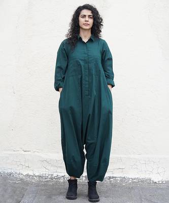 Green cotton Jumpsuit 1