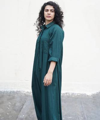 Green cotton Jumpsuit 3
