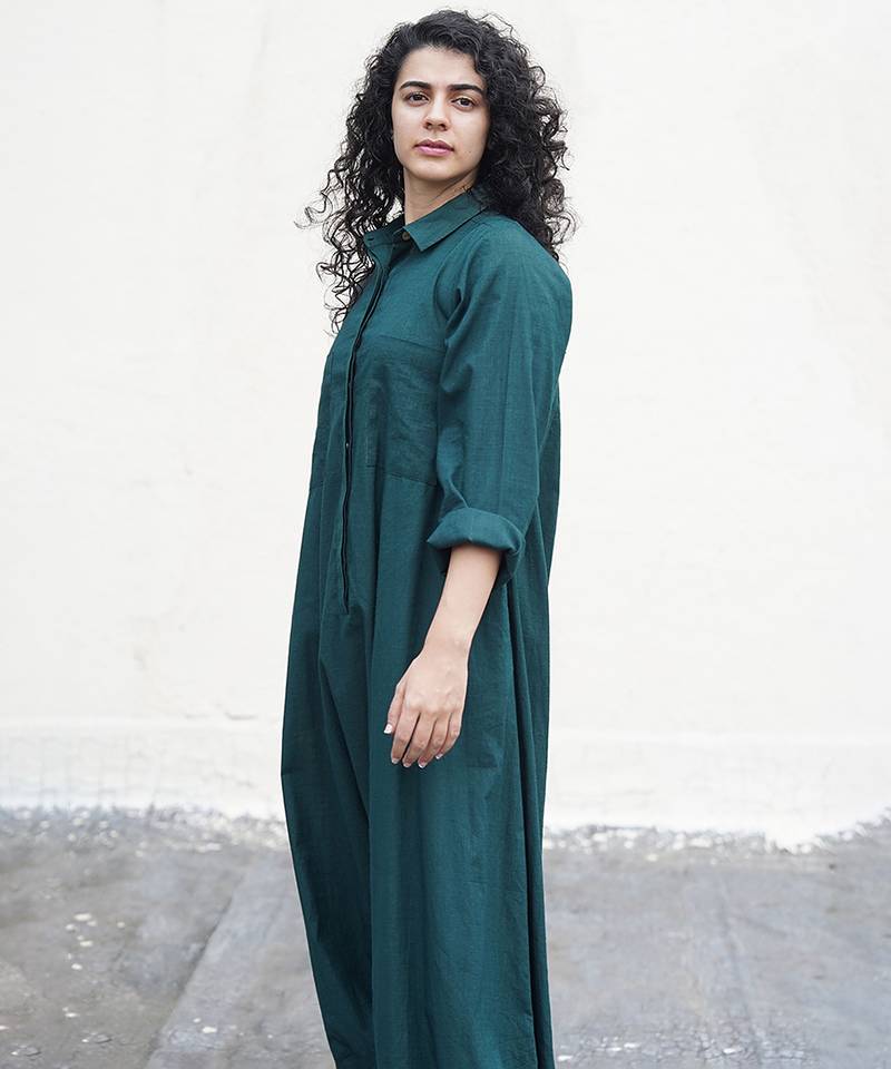 Green cotton Jumpsuit