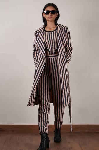 Pink printed cotton co ord set with jacket