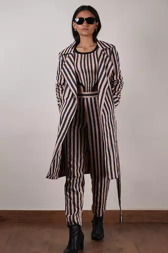 Pink printed cotton co ord set with jacket