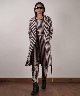 Pink printed cotton co ord set with jacket 3