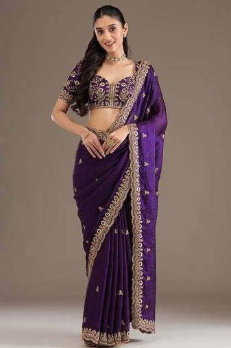 Premium fendi satin with heavy embroidery & double sequence work