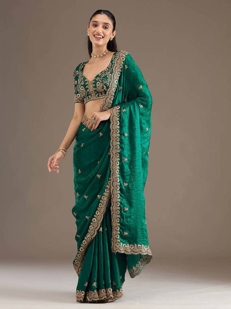 Premium fendi satin with heavy embroidery & double sequence work