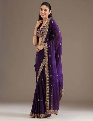Premium fendi satin with heavy embroidery & double sequence work 2