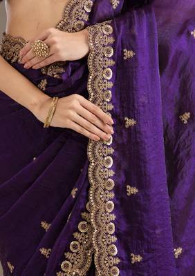 Premium fendi satin with heavy embroidery & double sequence work 5