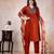 red printed cotton kurta pant with dupatta