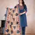 blue printed cotton kurta pant with dupatta