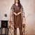 brown printed cotton kurta pant with dupatta