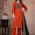 orange printed cotton kurta pant with dupatta