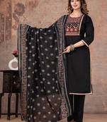 black printed cotton kurta pant with dupatta