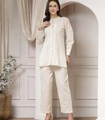 cotton natural flex solid co-ord set