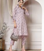 cotton pink floral print a-line co-ord set