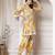 cotton yellow abstract print co-ord set