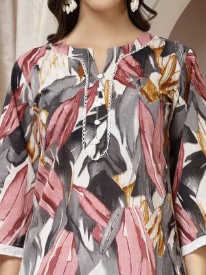 cotton grey abstract print co-ord set 3