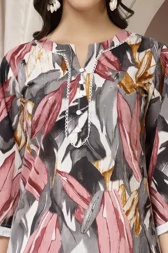cotton grey abstract print co-ord set