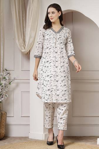 cotton black abstract print co-ord set