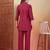 cotton slub solid wine embrodiary co-ord set