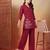 cotton slub solid wine embrodiary co-ord set