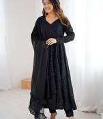 Black Sequins Georgette Anarkali Suit