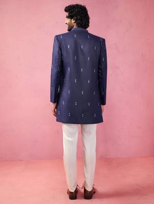 mens wedding indo western embroidered coat pyjama set  jute fabric  ceremonial ethnic wear 5