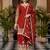 Red Zari Embroidered Chinon Festive Wear Palazzo Suit
