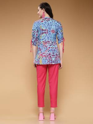 cotton blue abstract print co-ord set 2