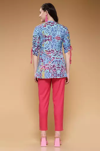 cotton blue abstract print co-ord set