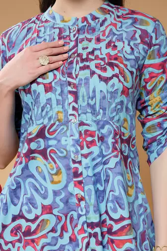 cotton blue abstract print co-ord set