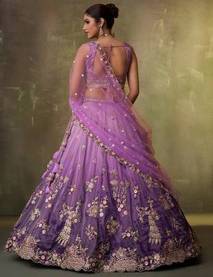 Purple Tissue Sequins embroidery Lehenga Choli With Dupatta 3