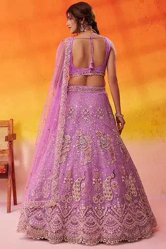 Mauve Net Sequins embroidery Lehenga Choli With Dupatta