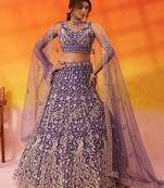 Purple Net Sequins embroidery Lehenga Choli With Dupatta