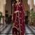Maroon Embroidered Chinon Palazzo Suit
