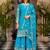 Sky Blue Embroidered Chinon Palazzo Suit