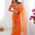 Beautiful Orange Embroidered Organza Festive Wear Saree With Blouse