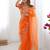Beautiful Orange Embroidered Organza Festive Wear Saree With Blouse