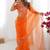 Beautiful Orange Embroidered Organza Festive Wear Saree With Blouse