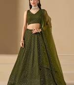 Mehendi Georgette With sequin and thread work Lehenga set with choli and dupatta
