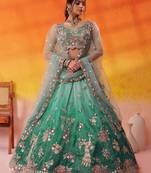 Green Tissue Sequins embroidery Lehenga Choli With Dupatta
