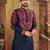 Blue multi thread work silk straight kurta