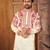 White multi thread work silk straight kurta