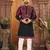 Black multi thread work silk straight kurta