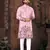 Pink multi thread work silk straight kurta