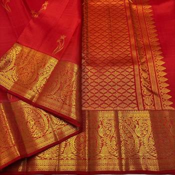 Red color art silk blend sarees with blouse 1