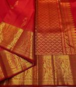 Red color art silk blend sarees with blouse