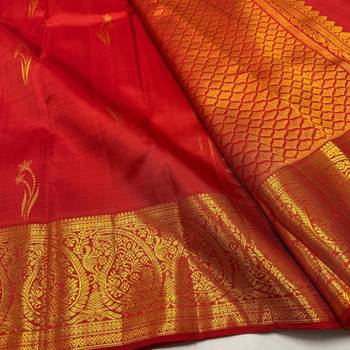 Red color art silk blend sarees with blouse 4
