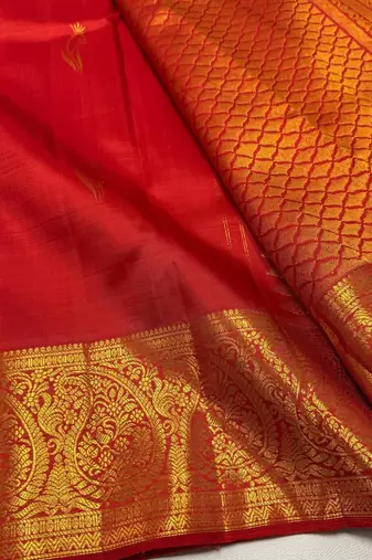 Red color art silk blend sarees with blouse